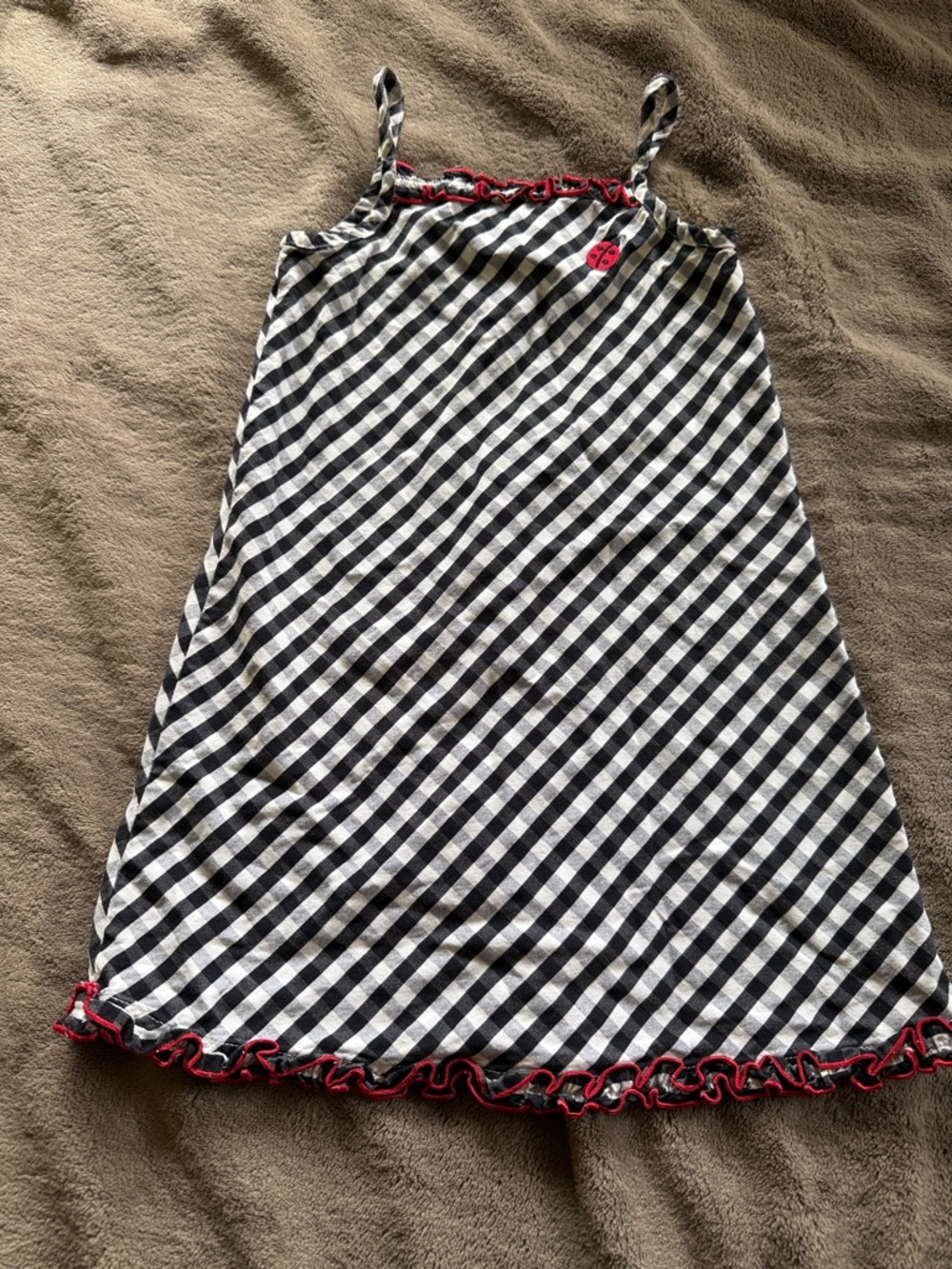 Gymboree Black & White Gingham Dress with Red Trim